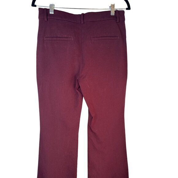 2/$30 Loft The Sutton Flare Pants Size 6 Burgundy Cotton Blend - Picture 10 of 16